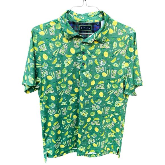William Murray Golf Navy Polo “Lemon Life” Men’s Medium Green Cocktail Booze - Picture 1 of 12